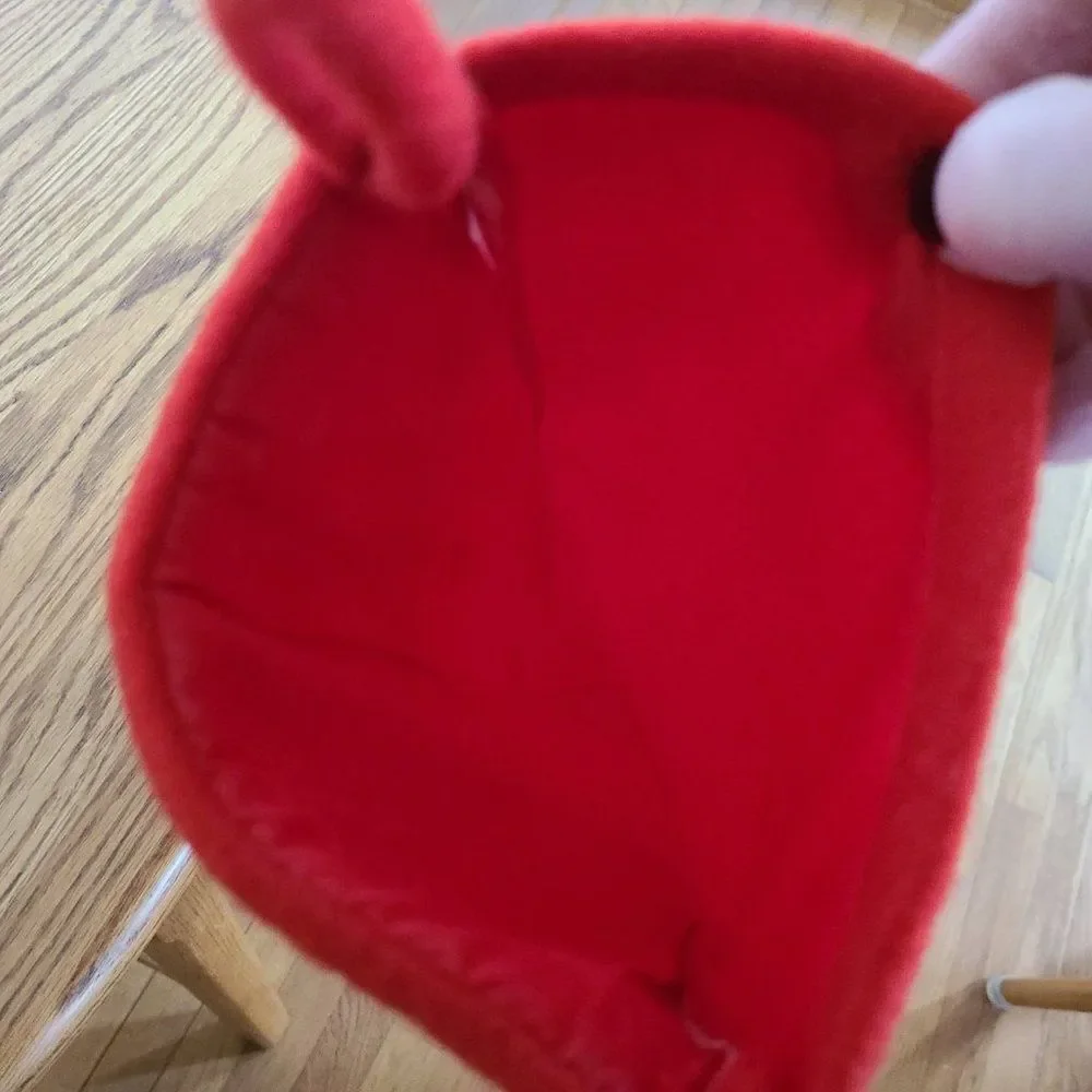 Red Felt Christmas Stocking With Embroidered and Appliqued Ice Skates and Tassel